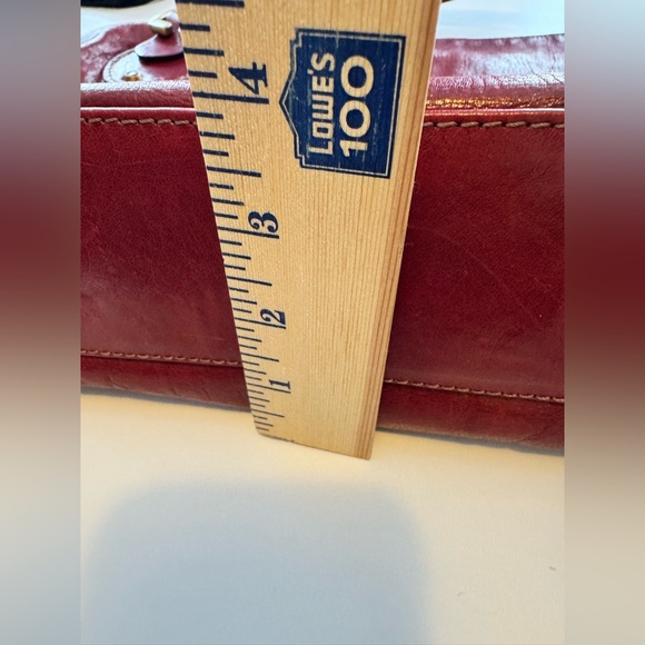 Vintage Frye leather zip tote satchel cherry red leather boho - Picture 14 of 16